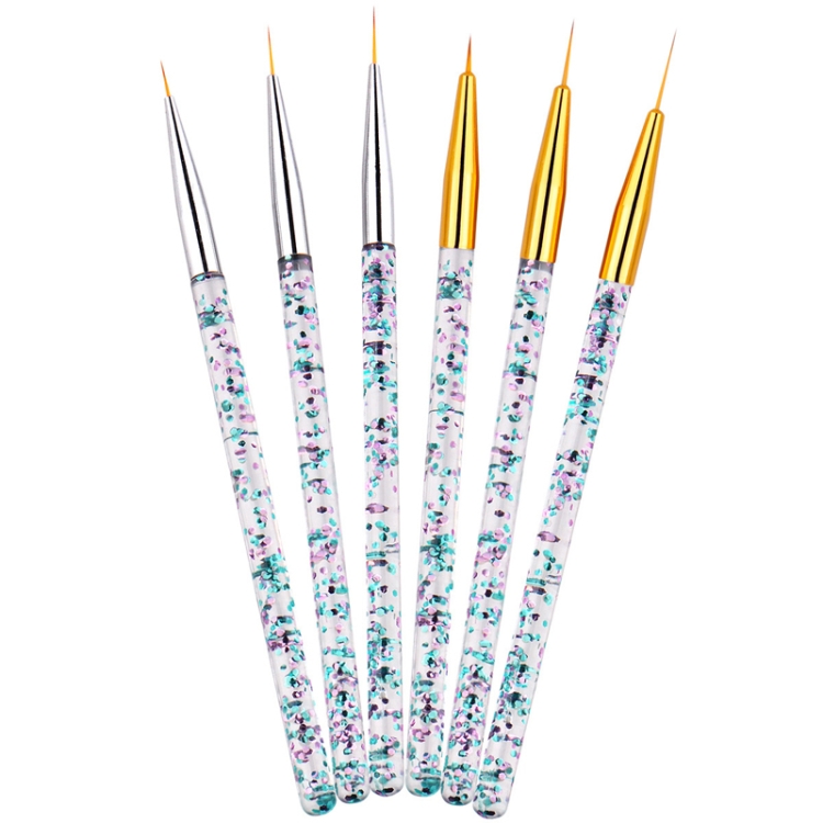 5 PCS Nail Art Brush Tool 3 Set Pluma de dibujo de fototerapia de tallado de cristal de uñas acrílico (tubo dorado) - B1