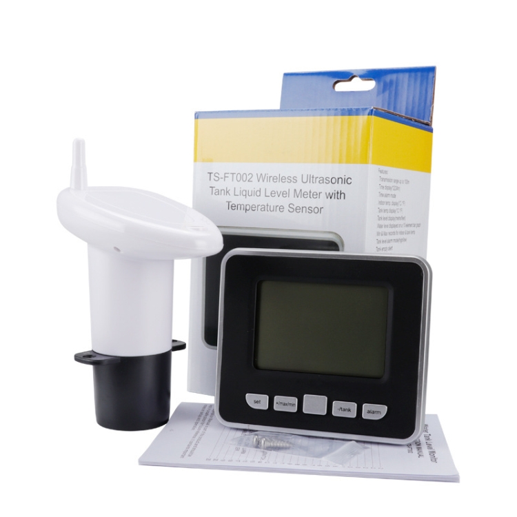 TS-FT002 Multifunktionale elektronische Ultraschall-Wassertank-Füllstandsanzeige  mit Innentemperatur-Thermometer-Uhranzeige Wasserstandsanzeige