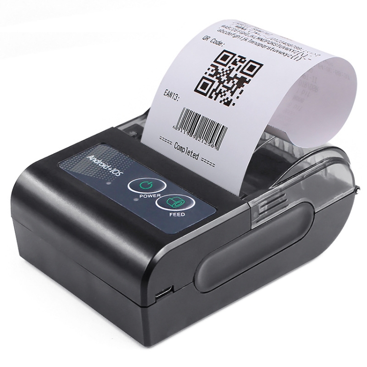 58HB6 Impresora térmica portátil Bluetooth Máquina de recibos para llevar con etiquetas, admite impresión en varios idiomas y símbolos / imágenes, modelo: enchufe de la UE (portugués brasileño) - B1