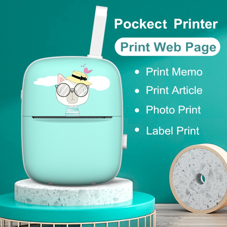 Mini impresora térmica portátil Impresora de bolsillo para fotos con teléfono móvil Bluetooth (versión en inglés (azul)) - B2