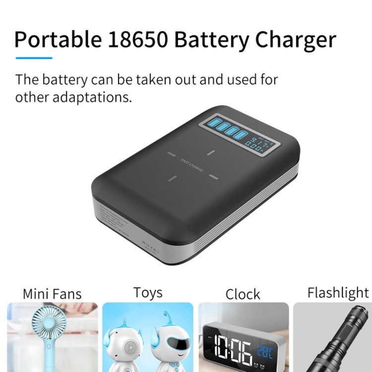 4 X 18650 Battery (Not Included) Dual-Way QC Charger Power Bank Shell Box With 2 X USB Interface Output & Display & Wireless Charging 4 X 18650 Battery (Not Included) Dual-Way QC Charger Power Bank Shell Box With 2 X USB Interface Output & Display & Wireless Charging