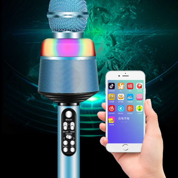 Q008 Micrófono de condensador de karaoke para teléfono móvil Micrófono inalámbrico Bluetooth en vivo (azul) - B10