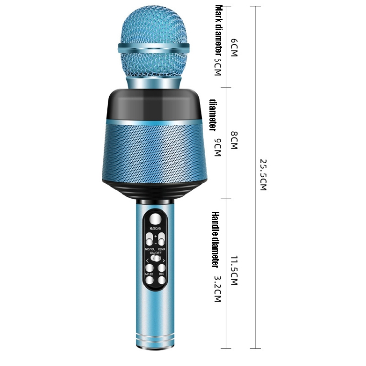 Q008 Micrófono de condensador de karaoke para teléfono móvil Micrófono inalámbrico Bluetooth en vivo (azul) - B2