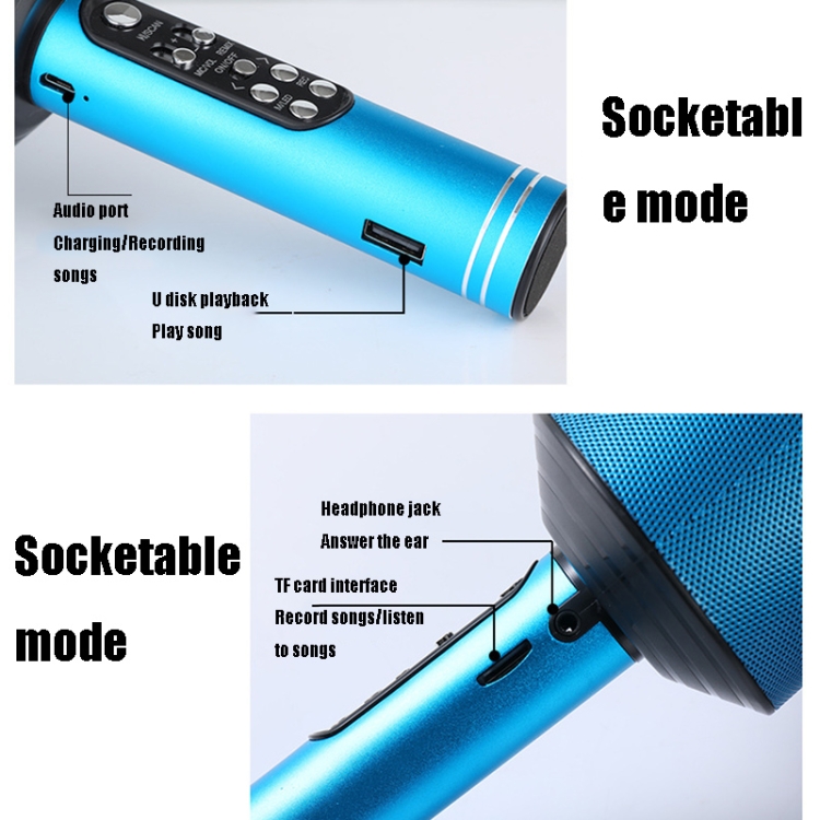 Q008 Micrófono de condensador de karaoke para teléfono móvil Micrófono inalámbrico Bluetooth en vivo (azul) - B4