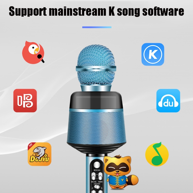 Q008 Micrófono de condensador de karaoke para teléfono móvil Micrófono inalámbrico Bluetooth en vivo (azul) - B6