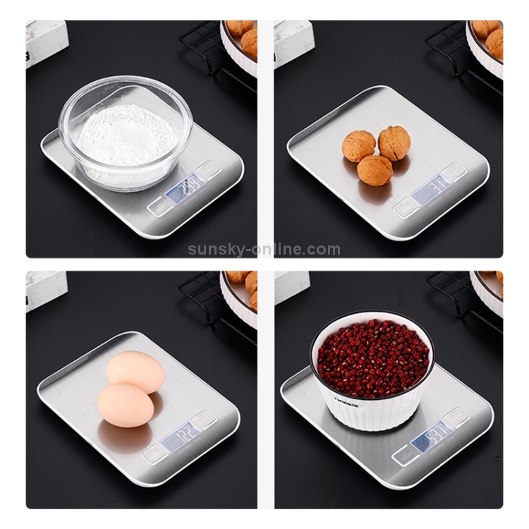 Balance électronique de cuisine portable en acier inoxydable pour petite  cuisine, couleur: 10 kg / 1 g (blanc rechargeable)