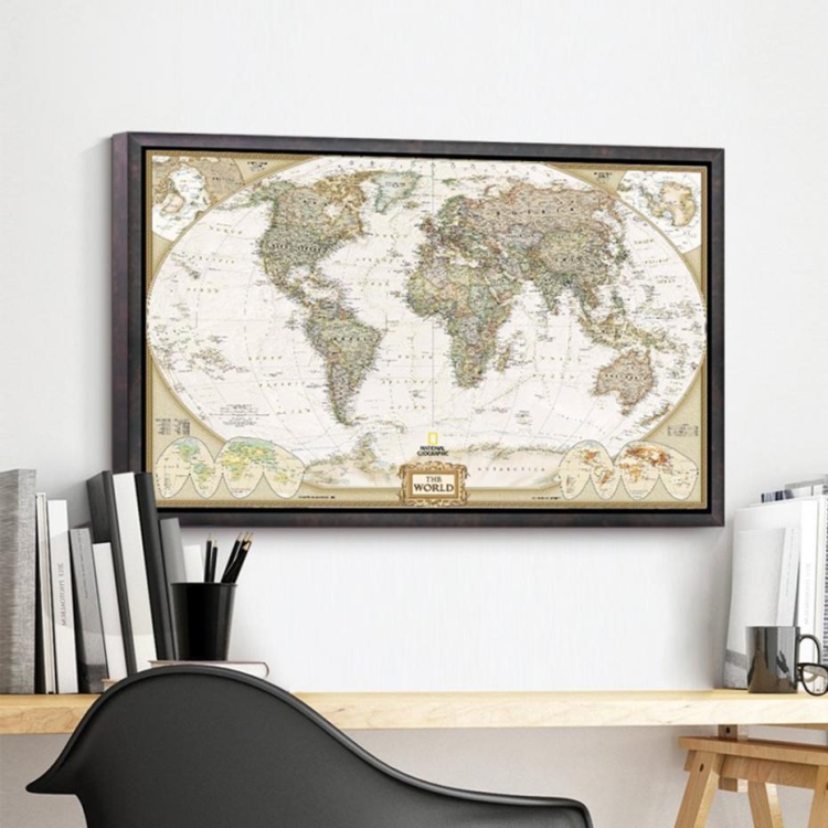 Antique Poster Wall Chart Retro Matte Kraft Paper World Map, Size:20X30cm