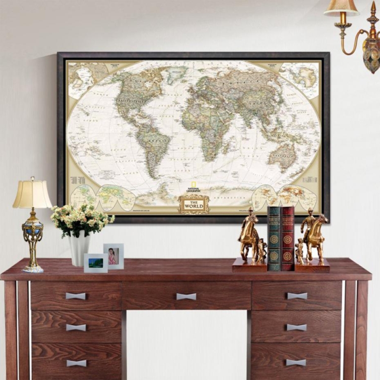 Antique Poster Wall Chart Retro Matte Kraft Paper World Map, Size:70X105cm