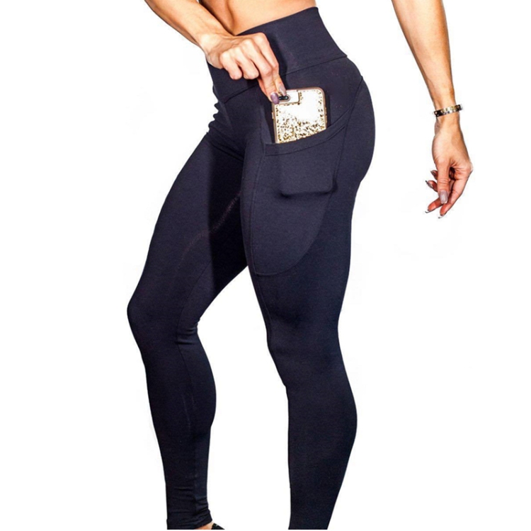 Yoga Pants With Pockets Women Sport Leggings Jogging Workout Running  Leggings Stretch High Elastic Gym Tights Women Legging XL, Size:XL (Black)