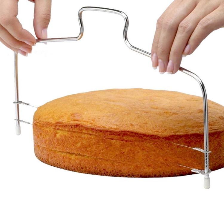 Facynde Coupe-gâteau réglable Double Coupe Fil niveleur en Acier Inoxydable trancheuse à gâteau Tranchage Outil de Cuisine 