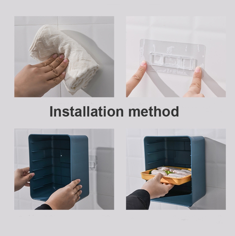 6-Layer Wall-Mounted Hot Pot Tray Kitchen Household Preparation Dishes Free  Perforation Rectangular Side Dishes(Gray Frame+ White Plate)