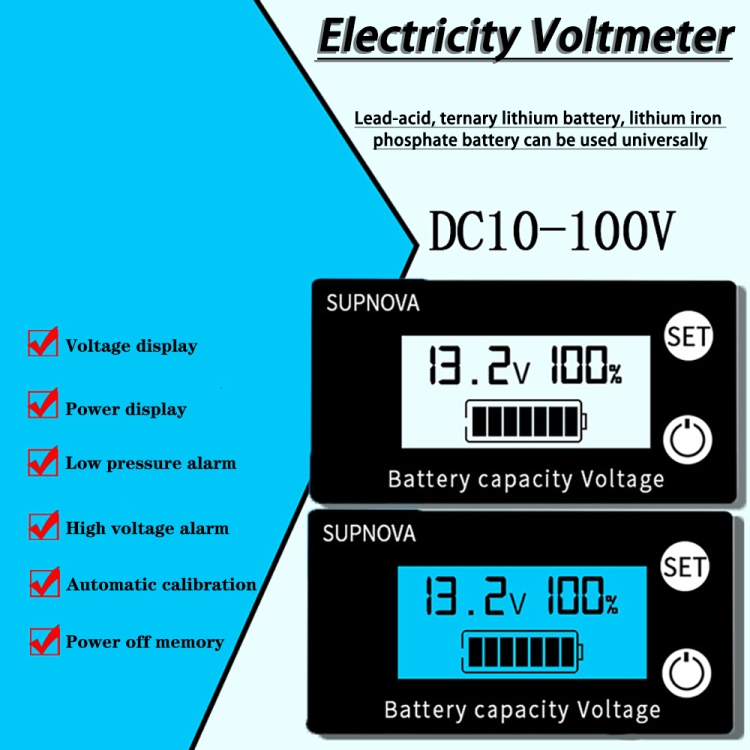 Moniteur de capacité de batterie SupNova® avec alarme et affichage
