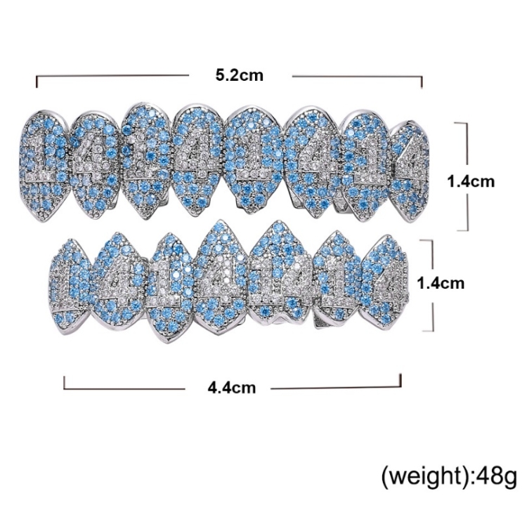 Halloween Vampire 8 Zircon Hip Hop Braces, Colour: Gold Lower Teeth