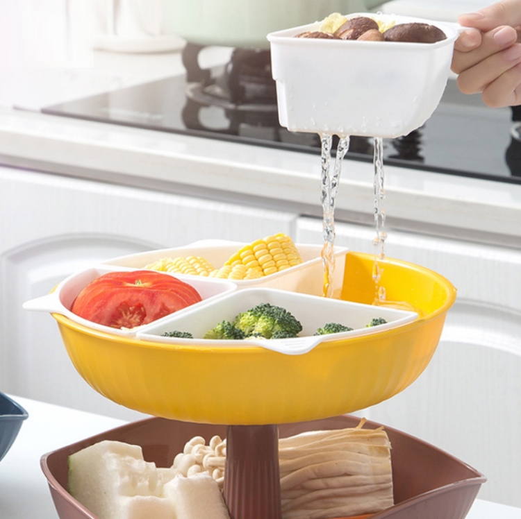 angxiong Égouttoir à légumes à double couche, pour la cuisine et les  légumes - paniers empilables pour tremper, laver et égoutter les légumes