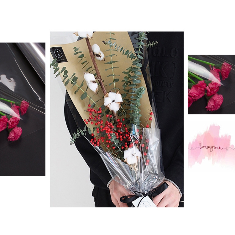 5.3 Silk 70cmx50m Bouquet Wrapping Paper Waterproof Material Transparent  Flower Gift Wrapping Paper