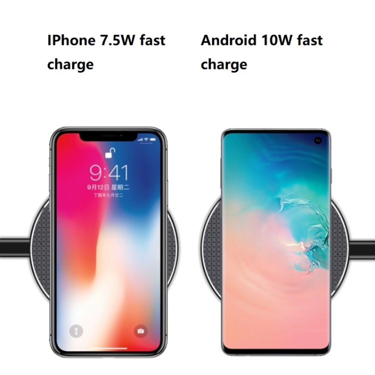 2pcs K8 10W Universal Aluminum Alloy Mobile Phone Wireless Charger, Specification:with 1m Cable(Black) 2pcs K8 10W Universal Aluminum Alloy Mobile Phone Wireless Charger, Specification:with 1m Cable(Black)