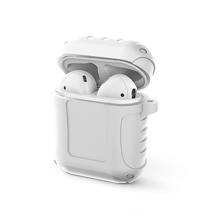 2 PCS Pure Color Simple Waterproof Earphone Protective Cover with Carabiner For AirPods 1 / 2(White) 2 PCS Pure Color Simple Waterproof Earphone Protective Cover with Carabiner For AirPods 1 / 2(White)