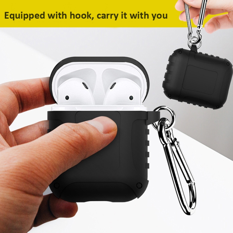 2 PCS Pure Color Simple Waterproof Earphone Protective Cover with Carabiner For AirPods 1 / 2(White) 2 PCS Pure Color Simple Waterproof Earphone Protective Cover with Carabiner For AirPods 1 / 2(White)