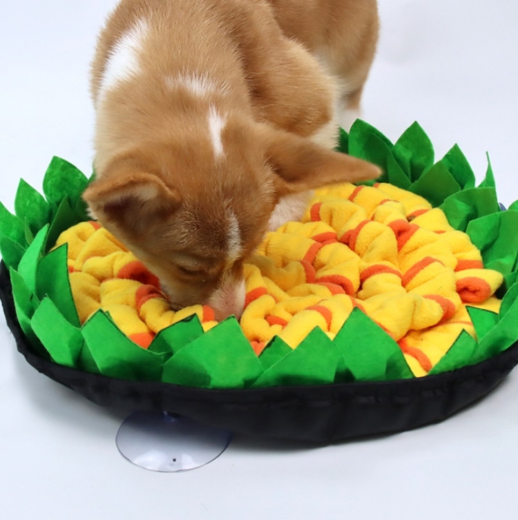 Pet Sniffing Mat Dog Training Mat AntiChoking Bowl, Size 50X50cm(Yellow)
