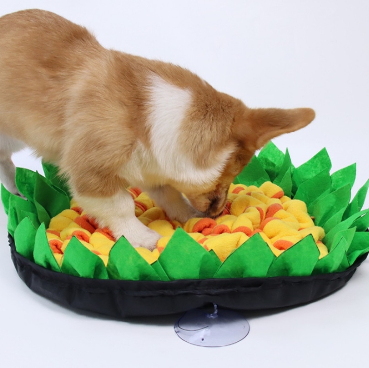 Pet Sniffing Mat Dog Training Mat AntiChoking Bowl, Size 50X50cm(Yellow)