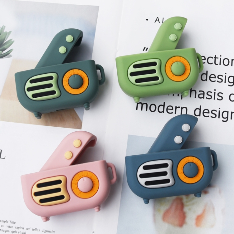 2 PCS Retro Radio Shape Protective Cover Silicone Case for AirPods Pro, Colour: Green