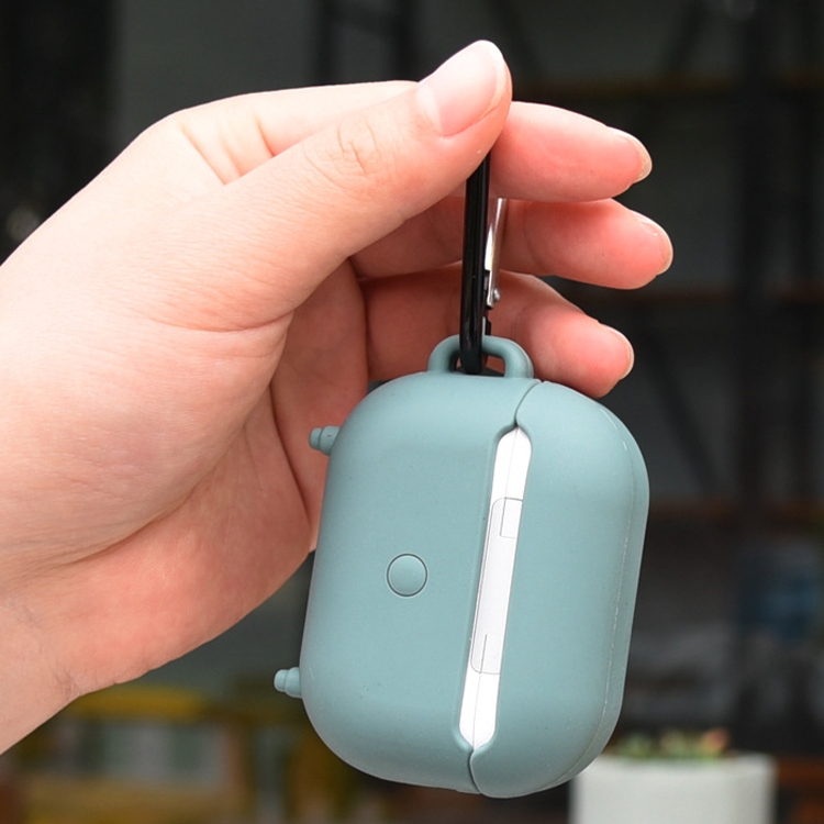 2 PCS Retro Radio Shape Protective Cover Silicone Case for AirPods Pro, Colour: Green