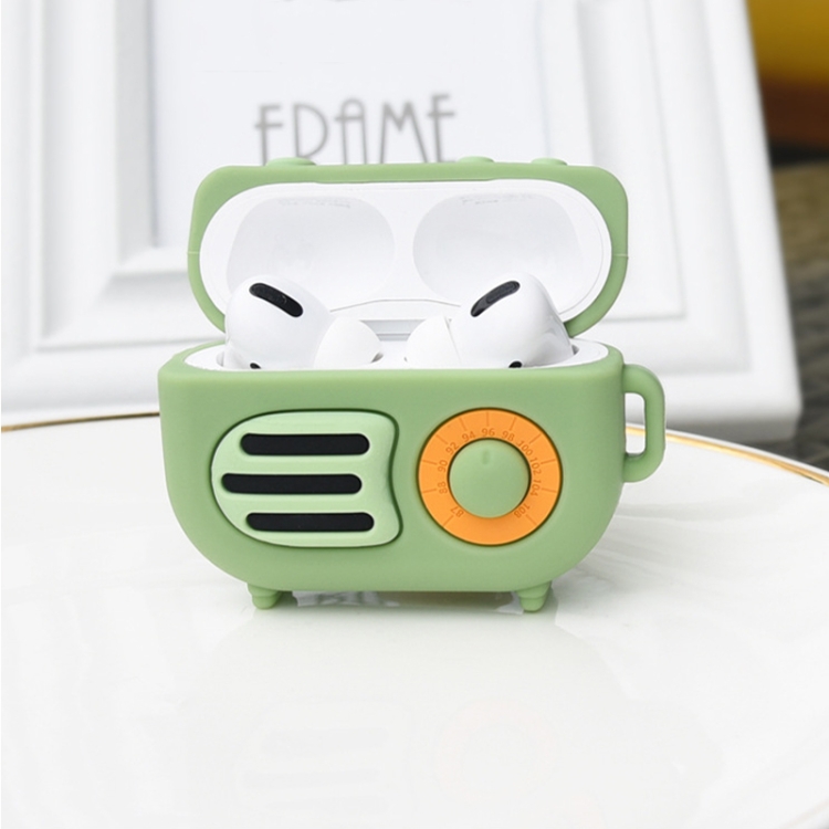 2 PCS Retro Radio Shape Protective Cover Silicone Case for AirPods Pro, Colour: Blue Gray 2 PCS Retro Radio Shape Protective Cover Silicone Case for AirPods Pro, Colour: Blue Gray