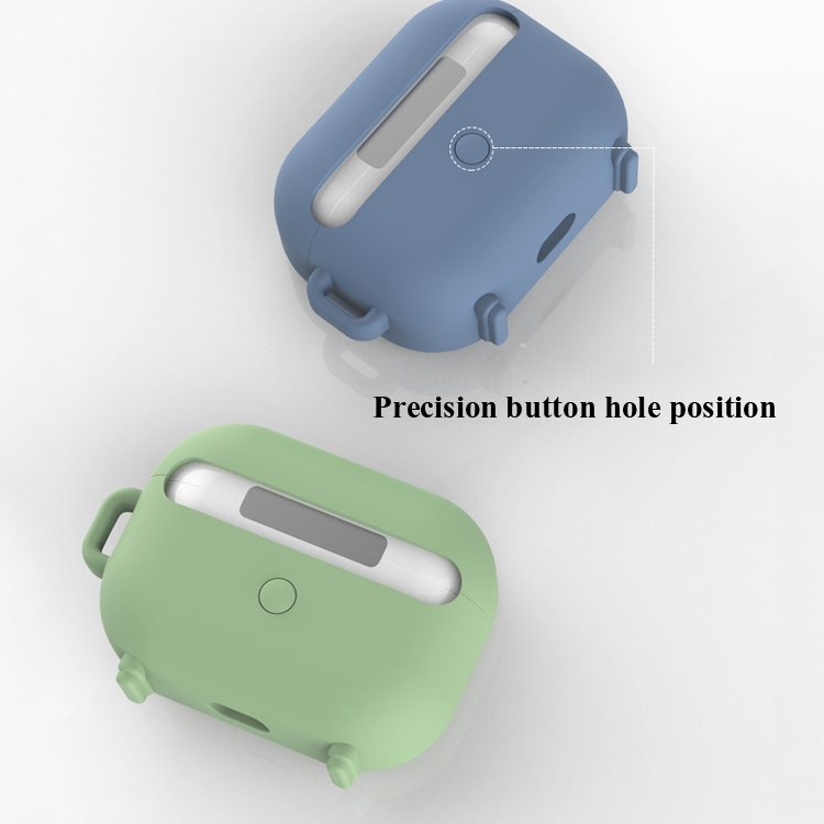 2 PCS Retro Radio Shape Protective Cover Silicone Case for AirPods Pro, Colour: Blue Gray+Metal Hook