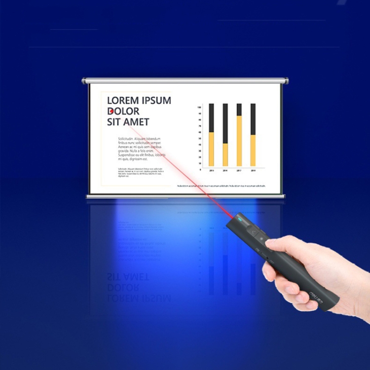 Bolígrafo de control remoto para presentaciones de negocios Deli 2.4G Flip Pen, Modelo: 2801 Negro (Luz roja) - B4