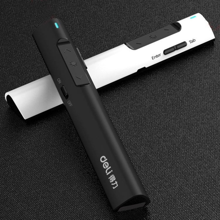 Bolígrafo de control remoto para presentaciones de negocios Deli 2.4G Flip Pen, Modelo: 2801G Blanco (Luz verde) - B7