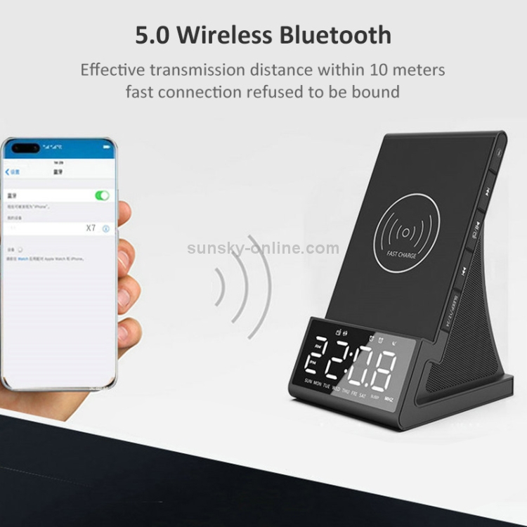 X7 Multifunctional Wireless Charging Bluetooth Speaker with Alarm Clock & Radio & Remote Control, Specification: AU Plug X7 Multifunctional Wireless Charging Bluetooth Speaker with Alarm Clock & Radio & Remote Control, Specification: AU Plug