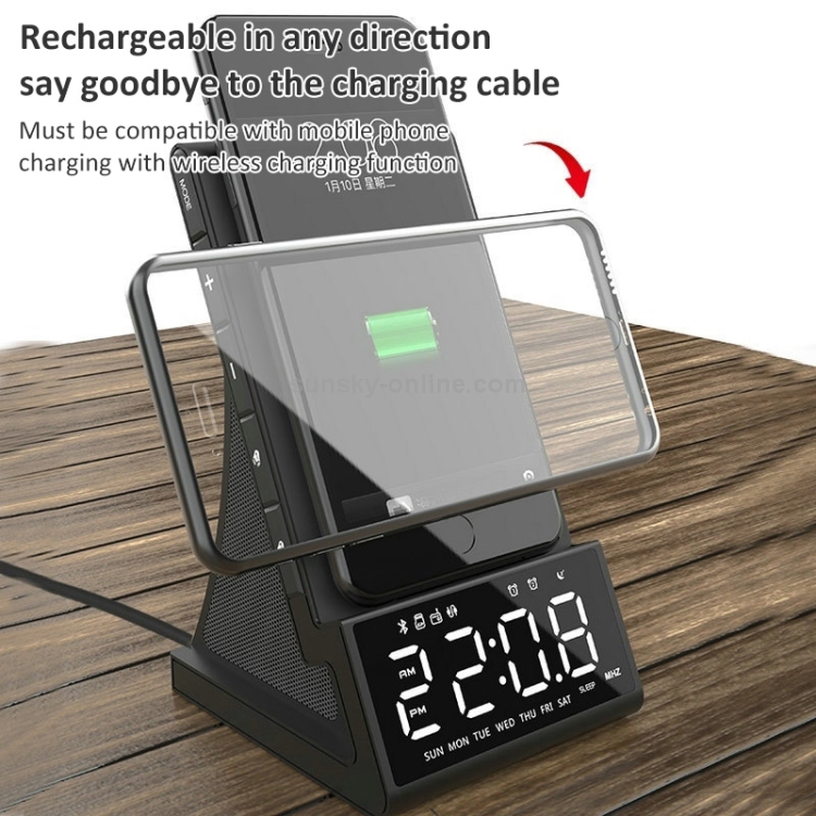 X7 Multifunctional Wireless Charging Bluetooth Speaker with Alarm Clock & Radio & Remote Control, Specification: AU Plug X7 Multifunctional Wireless Charging Bluetooth Speaker with Alarm Clock & Radio & Remote Control, Specification: AU Plug