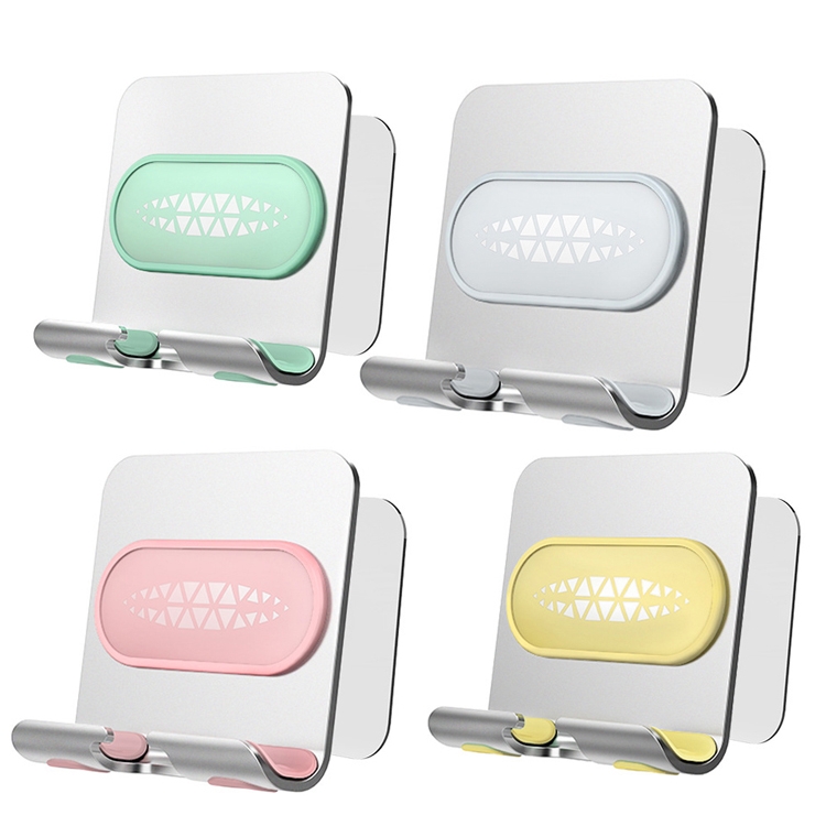 2 PCS Wall-Mounted Mobile Phone Holder Creative Sticking Multifunctional Storage Rack, Colour: Metal Silver+Gray B10