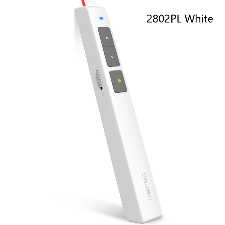 Deli 2.4GHz Laser Page Turning Pen Bolígrafo recargable para proyector de voz, Modelo: 2802PL (Blanco) - 1