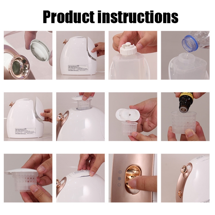 Hot and Cold Spray Fruit and Vegetable Steaming Face Device Nano Spray  Water Replenishing Instrument Beauty Instrument, CN Plug(Rose Gold)