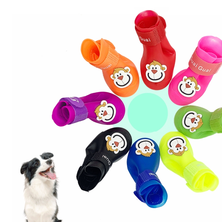 Botas de lluvia de silicona para mascotas, impermeables, antideslizantes, resistentes al frío, zapatos para perros, tamaño: S (amarillo) - B1