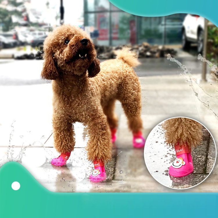 Botas de lluvia de silicona para mascotas, impermeables, antideslizantes, resistentes al frío, zapatos para perros, tamaño: S (amarillo) - B5