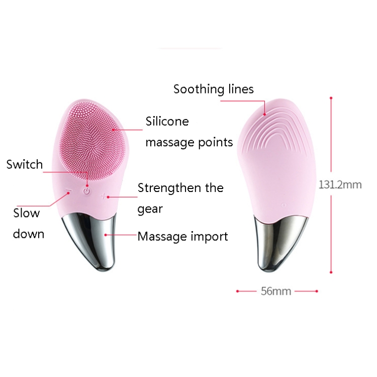 Aparato de limpieza facial con vibración ultrasónica Cepillo de lavado facial eléctrico multifuncional, color: rosa (con función de compresión en frío) - B4