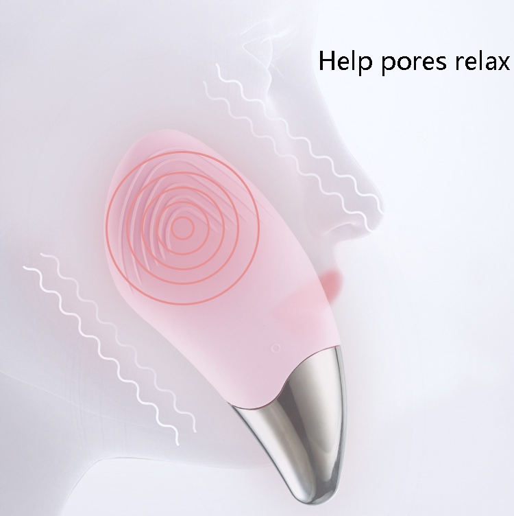 Aparato de limpieza facial con vibración ultrasónica Cepillo de lavado facial eléctrico multifuncional, color: rosa (con función de compresión en frío) - B5