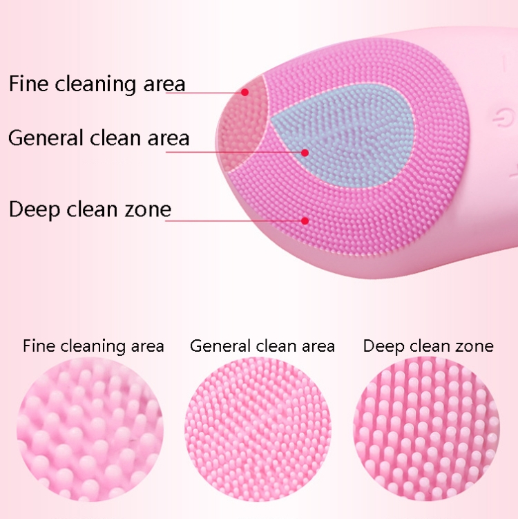 Aparato de limpieza facial con vibración ultrasónica Cepillo de lavado facial eléctrico multifuncional, color: rosa (con función de compresión en frío) - B6