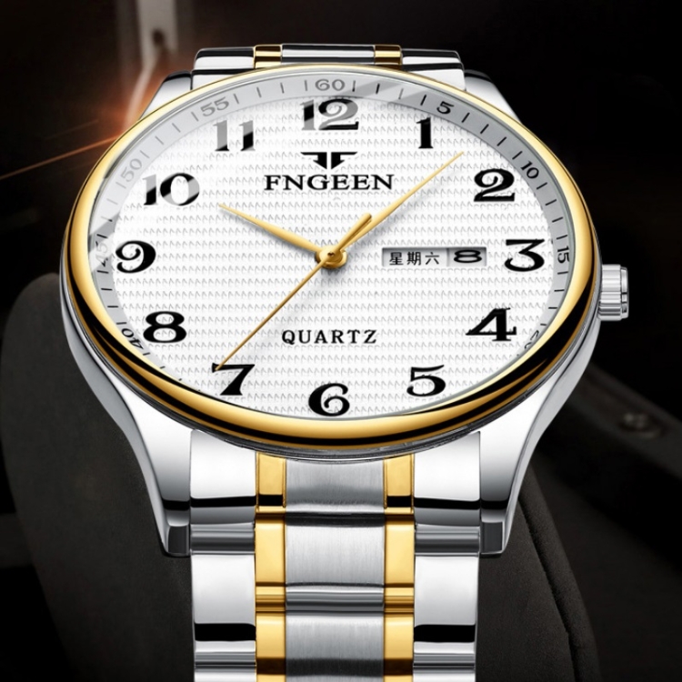 FNGEEN 7811 Middle-aged and Elderly Men Large Digital Dial Quartz Watch ...