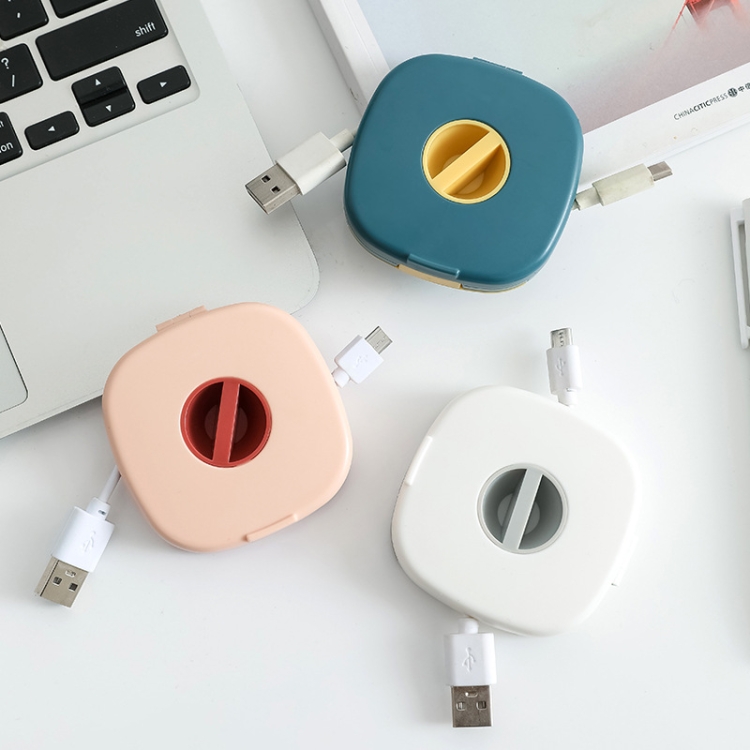 5 PCS Square Rotatable Earphone Data Cable Storage Box Multifunctional Desktop Phone Holder(White Gray)