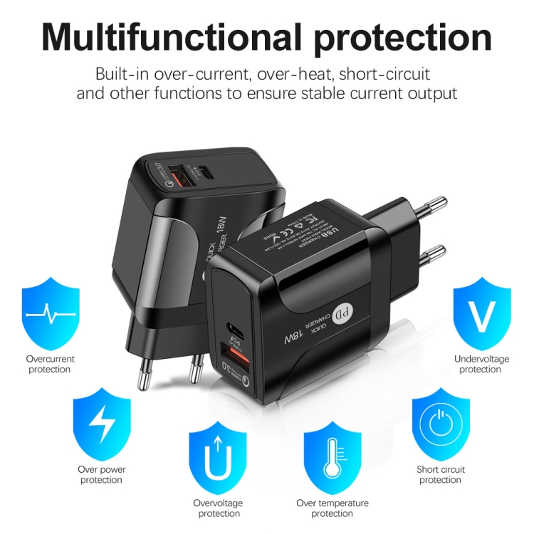 18W PD + QC 3.0 Fast Charge Travel Charger Power Adapter With LED Indication Function(UK Plug White) 18W PD + QC 3.0 Fast Charge Travel Charger Power Adapter With LED Indication Function(UK Plug White)