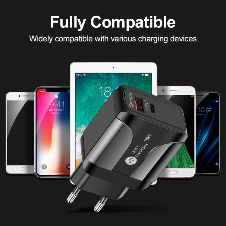 18W PD + QC 3.0 Fast Charge Travel Charger Power Adapter With LED Indication Function(UK Plug White) 18W PD + QC 3.0 Fast Charge Travel Charger Power Adapter With LED Indication Function(UK Plug White)