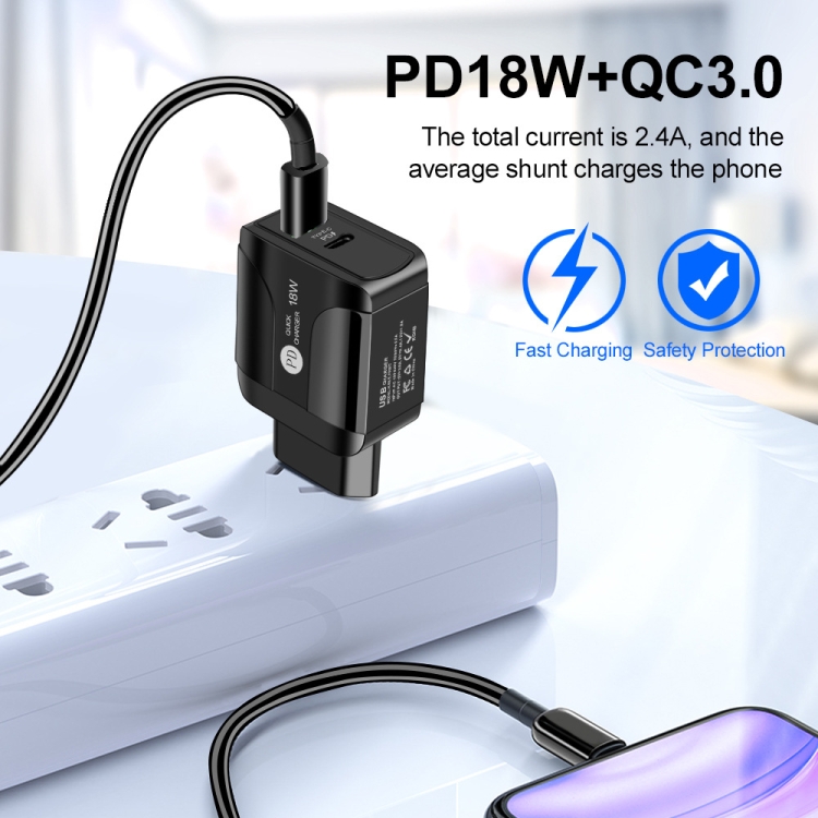 18W PD + QC 3.0 Fast Charge Travel Charger Power Adapter With LED Indication Function(UK Plug White) 18W PD + QC 3.0 Fast Charge Travel Charger Power Adapter With LED Indication Function(UK Plug White)