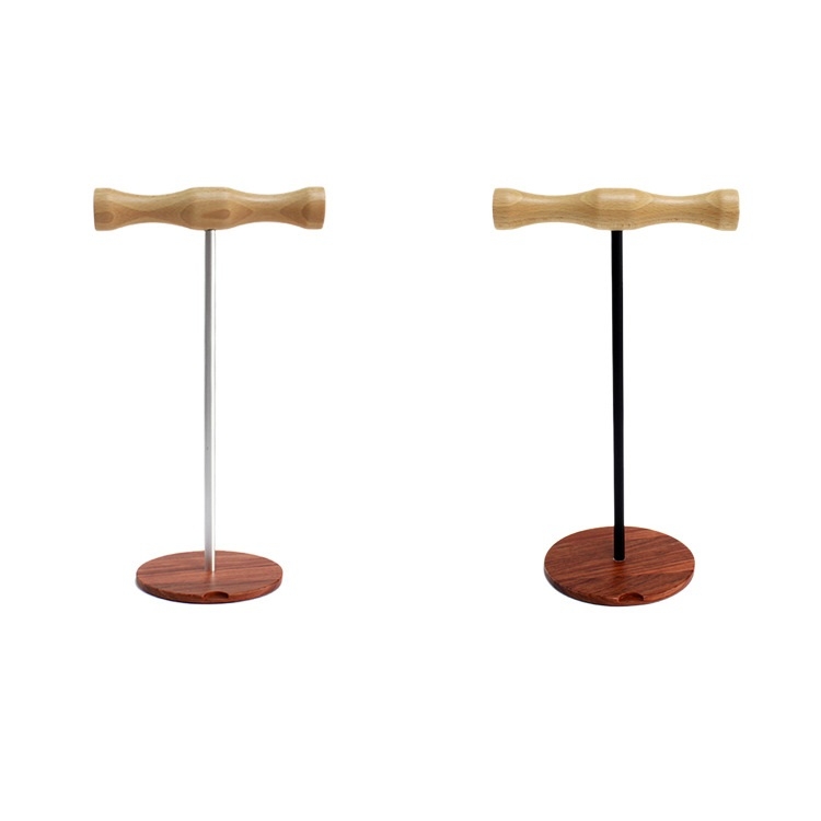 Barra de metal creativa Soporte de exhibición de soporte para auriculares montado en la cabeza de madera, Color: Barra de metal blanca de doble cara - 1