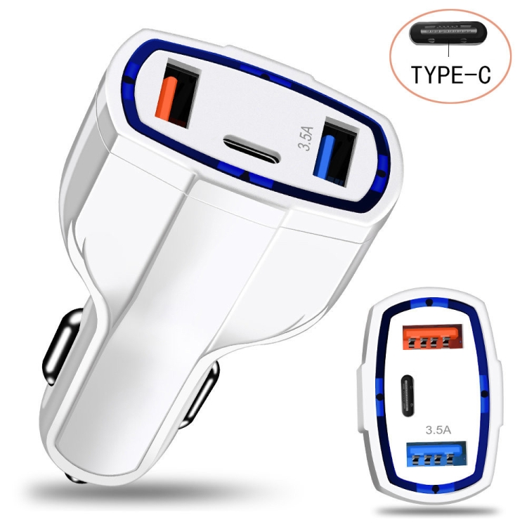 2 PCS QC3.0 Fast Charge Car Charger 3.5A Dual USB With Type-C Interface Output Car Charger(Black) 2 PCS QC3.0 Fast Charge Car Charger 3.5A Dual USB With Type-C Interface Output Car Charger(Black)