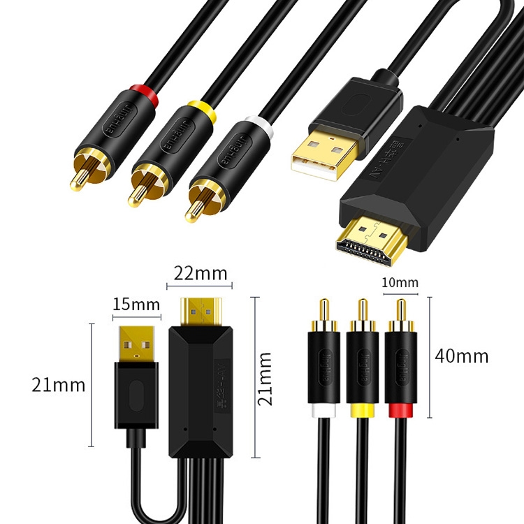 5m JingHua HDMI3RCA HDMI To 3RCA Conversion Cable SetTop TV Projector