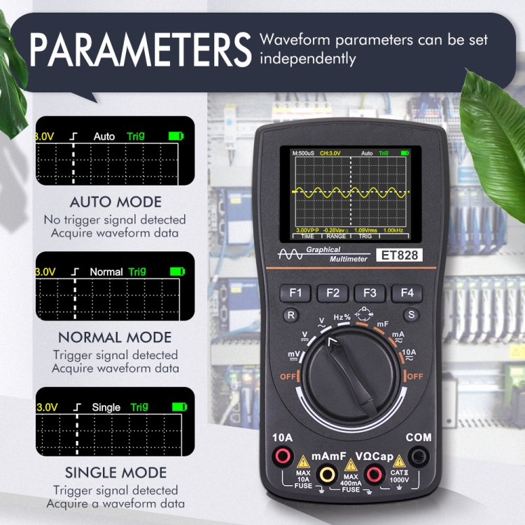 ET828 2 In 1 2 In 1 Oscilloscope Multimeter 2.4 Inch Color Screen Meter Digital Resistance Frequency Tester 1MHz 2.5Msps Meter - 3