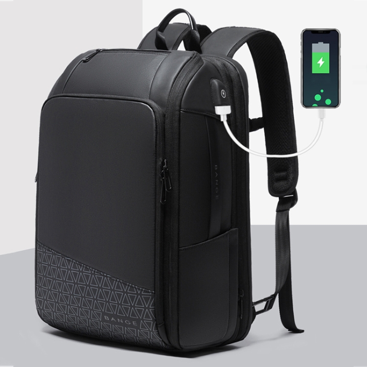BANGE BG-22005 Large Capacity Business Waterproof Backpack Travel Oxford Cloth Computer Backpack(Black) - B1